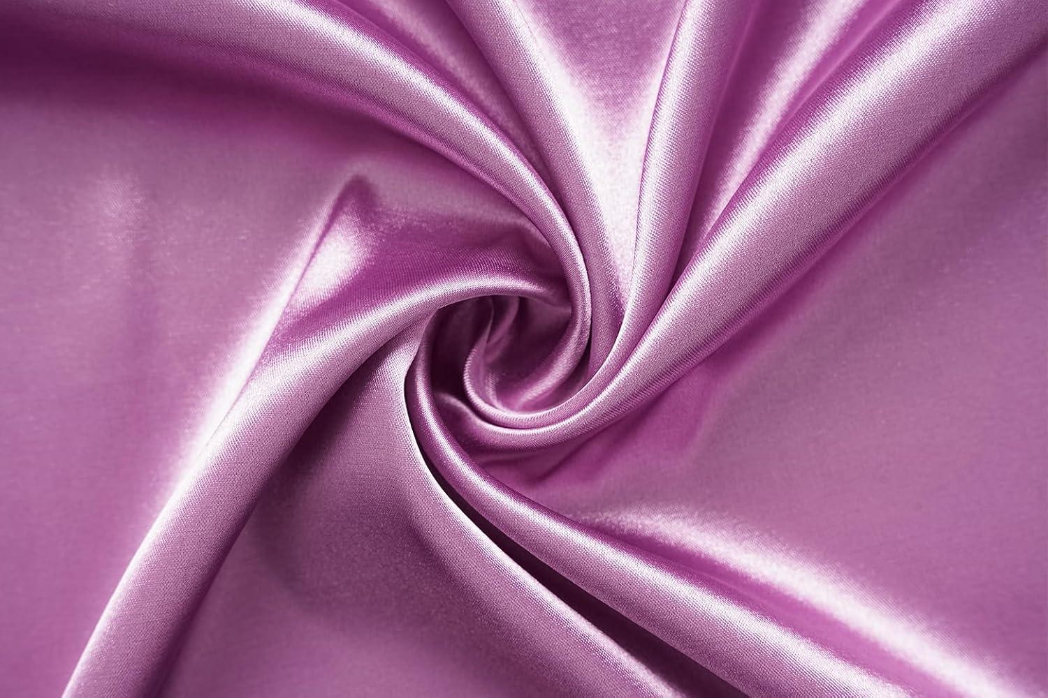 imageVopmocld Big Kids Unisex Pjs Set Girls Boys Silk Pajama Sets Satin Clasic Sleepwear Long Sleeve 2 Pieces Button Down NightyHaze Purple