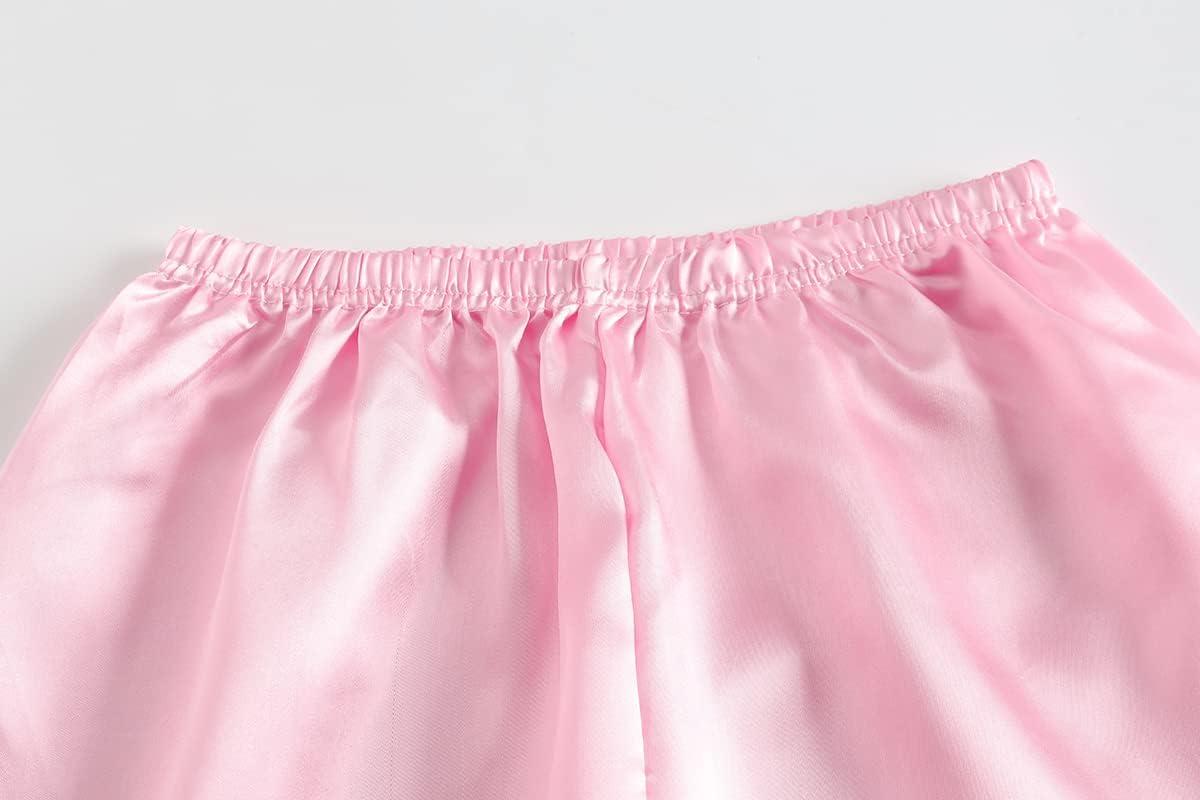 imageVopmocld Big Kids Unisex Pjs Set Girls Boys Silk Pajama Sets Satin Clasic Sleepwear Long Sleeve 2 Pieces Button Down NightyPink
