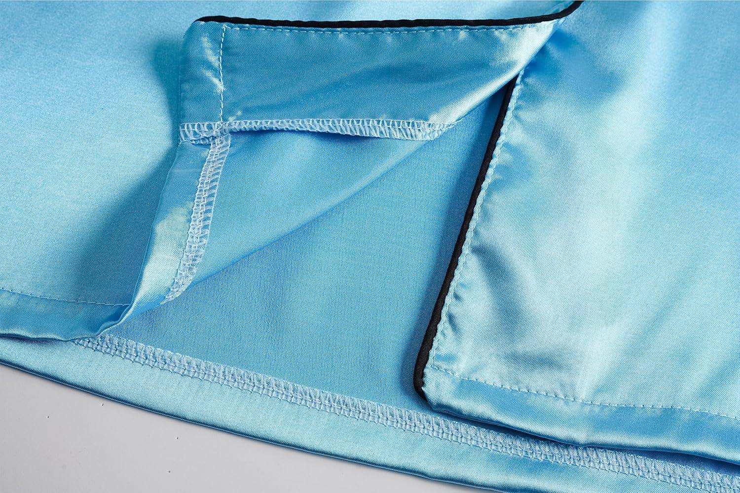 imageVopmocld Big Kids Unisex Pjs Set Girls Boys Silk Pajama Sets Satin Clasic Sleepwear Summer 2 Pieces Button Down Nighty2pcslake Blue