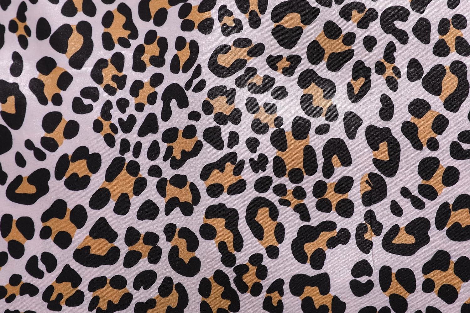 imageVopmocld Big Kids Unisex Pjs Set Girls Boys Silk Pajama Sets Satin Clasic Sleepwear Summer 2 Pieces Button Down NightyFull Printed Leopard
