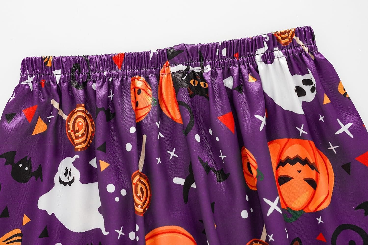 imageVopmocld Big Kids Unisex Pjs Set Girls Boys Silk Pajama Sets Satin Clasic Sleepwear Summer 2 Pieces Button Down NightyHalloween Purple