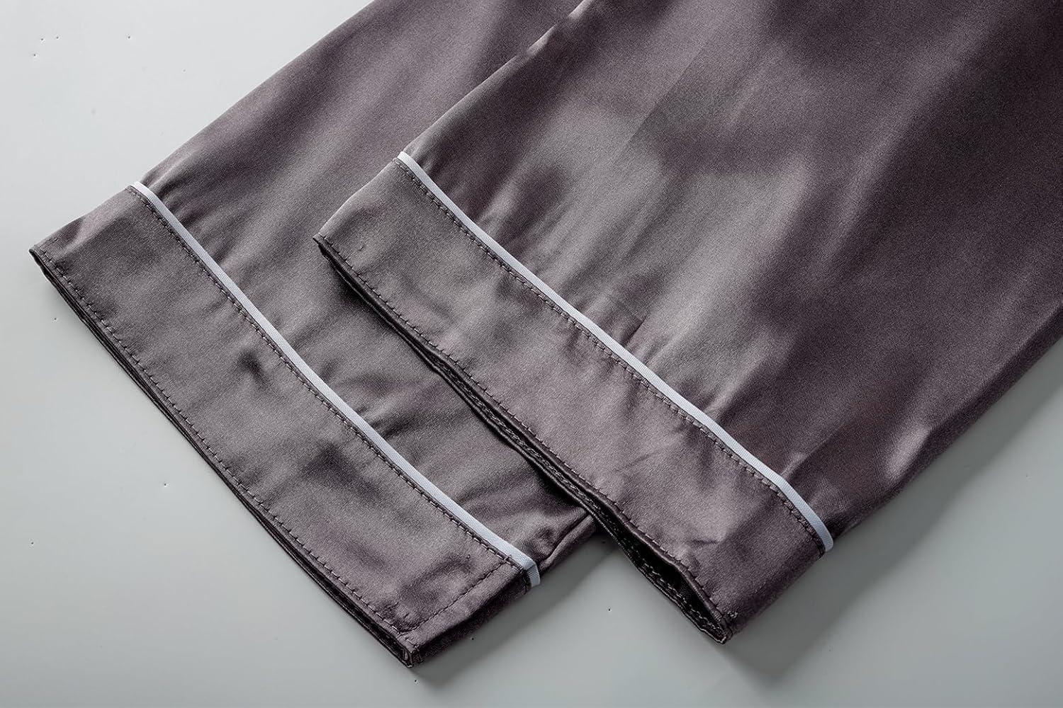 imageVopmocld Satin Pajama Sets Unisex Boys and Girls Silk Button Down Short Sleeve amp Shorts amp Pants Sleepwear 3PCS Loungewear PJSGrey
