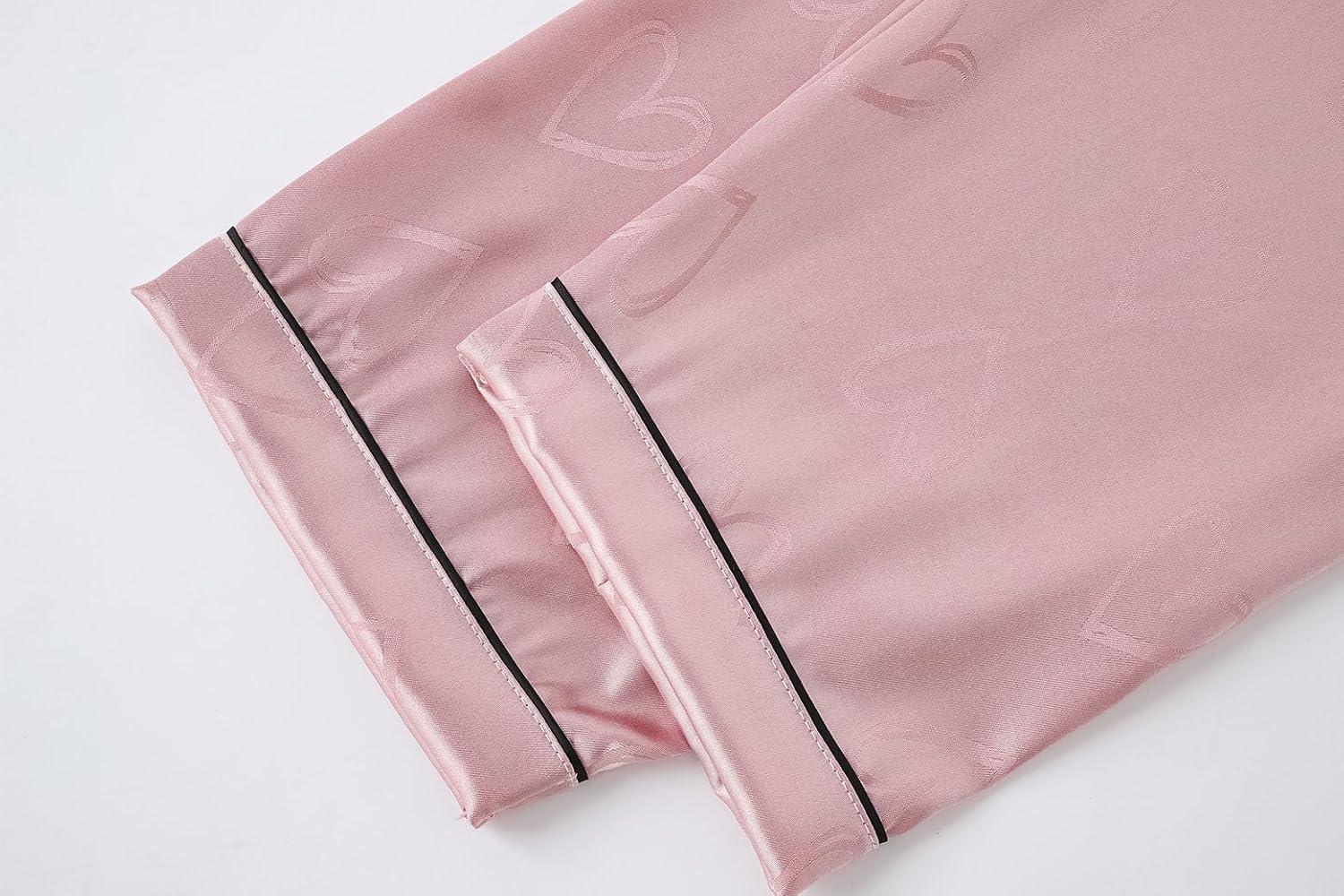 imageVopmocld Satin Pajama Sets Unisex Boys and Girls Silk Button Down Short Sleeve amp Shorts amp Pants Sleepwear 3PCS Loungewear PJSLotus Hearts
