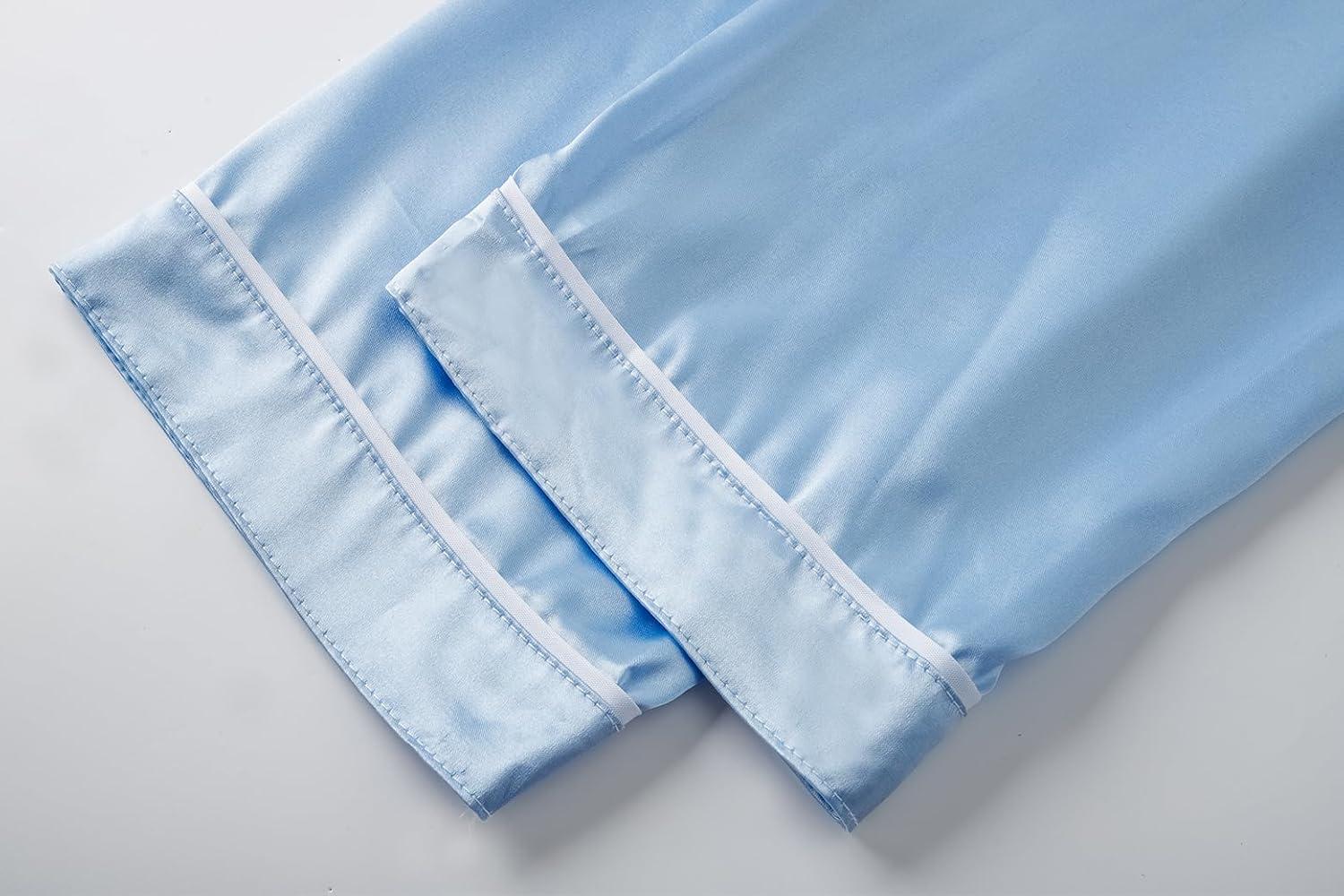 imageVopmocld Satin Pajama Sets Unisex Boys and Girls Silk Button Down Short Sleeve amp Shorts amp Pants Sleepwear 3PCS Loungewear PJSSky Blue