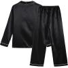 Vopmocld Big Kids Unisex Pjs Set Girls Boys Silk Pajama Sets Satin Clasic Sleepwear Long Sleeve 2 Pieces Button Down Nighty(Black)
