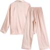 Vopmocld Big Kids Unisex Pjs Set Girls Boys Silk Pajama Sets Satin Clasic Sleepwear Long Sleeve 2 Pieces Button Down Nighty(Champagne)