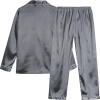 Vopmocld Big Kids Unisex Pjs Set Girls Boys Silk Pajama Sets Satin Clasic Sleepwear Long Sleeve 2 Pieces Button Down Nighty(Dark Gray)