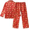 Vopmocld Big Kids Unisex Pjs Set Girls Boys Silk Pajama Sets Satin Clasic Sleepwear Long Sleeve 2 Pieces Button Down Nighty(Gingerbread)