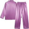 Vopmocld Big Kids Unisex Pjs Set Girls Boys Silk Pajama Sets Satin Clasic Sleepwear Long Sleeve 2 Pieces Button Down Nighty(Haze Purple)