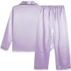 Vopmocld Big Kids Unisex Pjs Set Girls Boys Silk Pajama Sets Satin Clasic Sleepwear Long Sleeve 2 Pieces Button Down Nighty(Lilac)