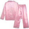 Vopmocld Big Kids Unisex Pjs Set Girls Boys Silk Pajama Sets Satin Clasic Sleepwear Long Sleeve 2 Pieces Button Down Nighty(Pink)