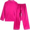 Vopmocld Big Kids Unisex Pjs Set Girls Boys Silk Pajama Sets Satin Clasic Sleepwear Long Sleeve 2 Pieces Button Down Nighty(Rose)