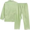 Vopmocld Big Kids Unisex Pjs Set Girls Boys Silk Pajama Sets Satin Clasic Sleepwear Long Sleeve 2 Pieces Button Down Nighty(Yellowish Green)