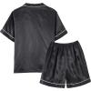 Vopmocld Big Kids Unisex Pjs Set Girls Boys Silk Pajama Sets Satin Clasic Sleepwear Summer 2 Pieces Button Down Nighty(Black)