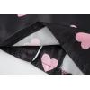 Vopmocld Big Kids Unisex Pjs Set Girls Boys Silk Pajama Sets Satin Clasic Sleepwear Summer 2 Pieces Button Down Nighty(Black/Pink Hearts)