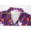 Vopmocld Big Kids Unisex Pjs Set Girls Boys Silk Pajama Sets Satin Clasic Sleepwear Summer 2 Pieces Button Down Nighty(Halloween Purple)