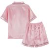 Vopmocld Big Kids Unisex Pjs Set Girls Boys Silk Pajama Sets Satin Clasic Sleepwear Summer 2 Pieces Button Down Nighty(Pink)
