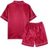 Vopmocld Big Kids Unisex Pjs Set Girls Boys Silk Pajama Sets Satin Clasic Sleepwear Summer 2 Pieces Button Down Nighty(Red)