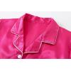 Vopmocld Big Kids Unisex Pjs Set Girls Boys Silk Pajama Sets Satin Clasic Sleepwear Summer 2 Pieces Button Down Nighty(Rose)