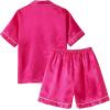 Vopmocld Big Kids Unisex Pjs Set Girls Boys Silk Pajama Sets Satin Clasic Sleepwear Summer 2 Pieces Button Down Nighty(Rose)