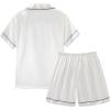 Vopmocld Big Kids Unisex Pjs Set Girls Boys Silk Pajama Sets Satin Clasic Sleepwear Summer 2 Pieces Button Down Nighty(White)