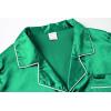 Vopmocld Satin Pajama Sets Unisex Boys and Girls Silk Button Down Short Sleeve & Shorts & Pants Sleepwear 3PCS Loungewear PJS(Bright Green)