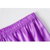 Vopmocld Satin Pajama Sets Unisex Boys and Girls Silk Button Down Short Sleeve & Shorts & Pants Sleepwear 3PCS Loungewear PJS(Bright Purple)