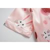 Vopmocld Satin Pajama Sets Unisex Boys and Girls Silk Button Down Short Sleeve & Shorts & Pants Sleepwear 3PCS Loungewear PJS(Easter Pink Bunny)