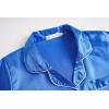 Vopmocld Satin Pajama Sets Unisex Boys and Girls Silk Button Down Short Sleeve & Shorts & Pants Sleepwear 3PCS Loungewear PJS(Gem Blue)