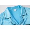 Vopmocld Satin Pajama Sets Unisex Boys and Girls Silk Button Down Short Sleeve & Shorts & Pants Sleepwear 3PCS Loungewear PJS(Lake Blue)