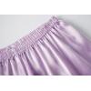 Vopmocld Satin Pajama Sets Unisex Boys and Girls Silk Button Down Short Sleeve & Shorts & Pants Sleepwear 3PCS Loungewear PJS(Lilac)