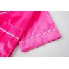 Vopmocld Satin Pajama Sets Unisex Boys and Girls Silk Button Down Short Sleeve & Shorts & Pants Sleepwear 3PCS Loungewear PJS(Rose)