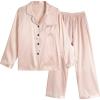 Vopmocld Big Kids Unisex Pjs Set Girls Boys Silk Pajama Sets Satin Clasic Sleepwear Long Sleeve 2 Pieces Button Down Nighty(Champagne)