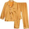 Vopmocld Big Kids Unisex Pjs Set Girls Boys Silk Pajama Sets Satin Clasic Sleepwear Long Sleeve 2 Pieces Button Down Nighty(Orange)
