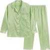 Vopmocld Big Kids Unisex Pjs Set Girls Boys Silk Pajama Sets Satin Clasic Sleepwear Long Sleeve 2 Pieces Button Down Nighty(Yellowish Green)