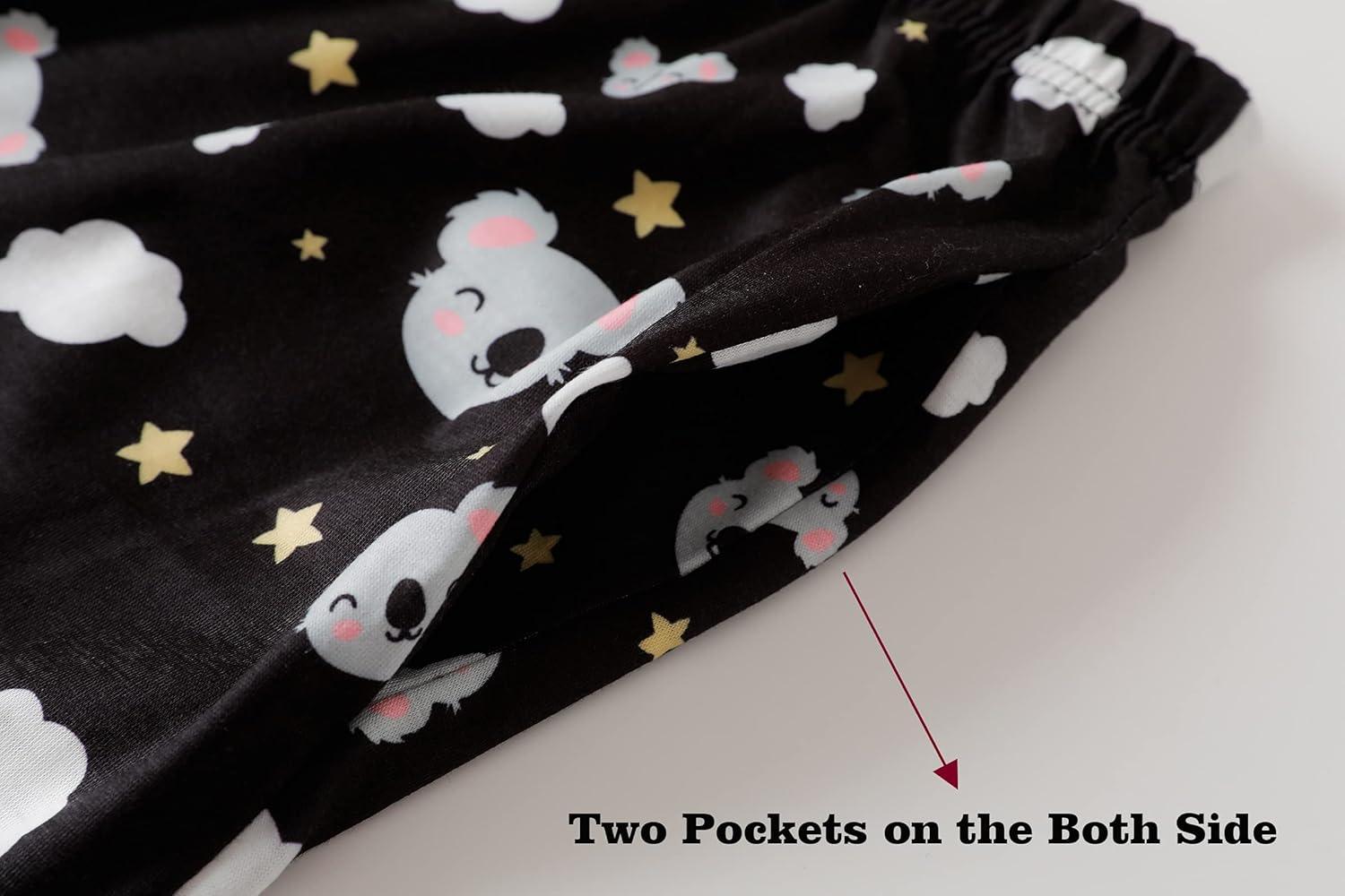 imageVopmocld Big Girls Cute Pajama Sets Long Sleeve Lovely Sleepwear 2 Piece PJS Multiple Cartoon JammiesBlack Koala