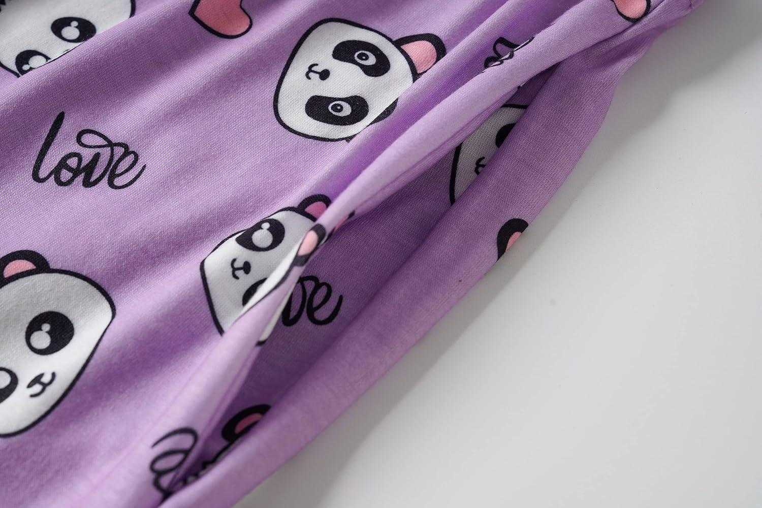 imageVopmocld Big Girls Cute Pajama Sets Long Sleeve Lovely Sleepwear 2 Piece PJS Multiple Cartoon JammiesHeart Shape Panda
