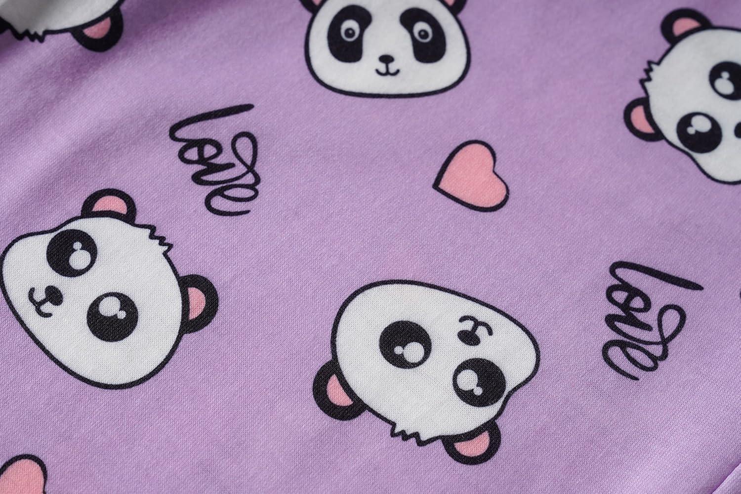 imageVopmocld Big Girls Cute Pajama Sets Long Sleeve Lovely Sleepwear 2 Piece PJS Multiple Cartoon JammiesHeart Shape Panda