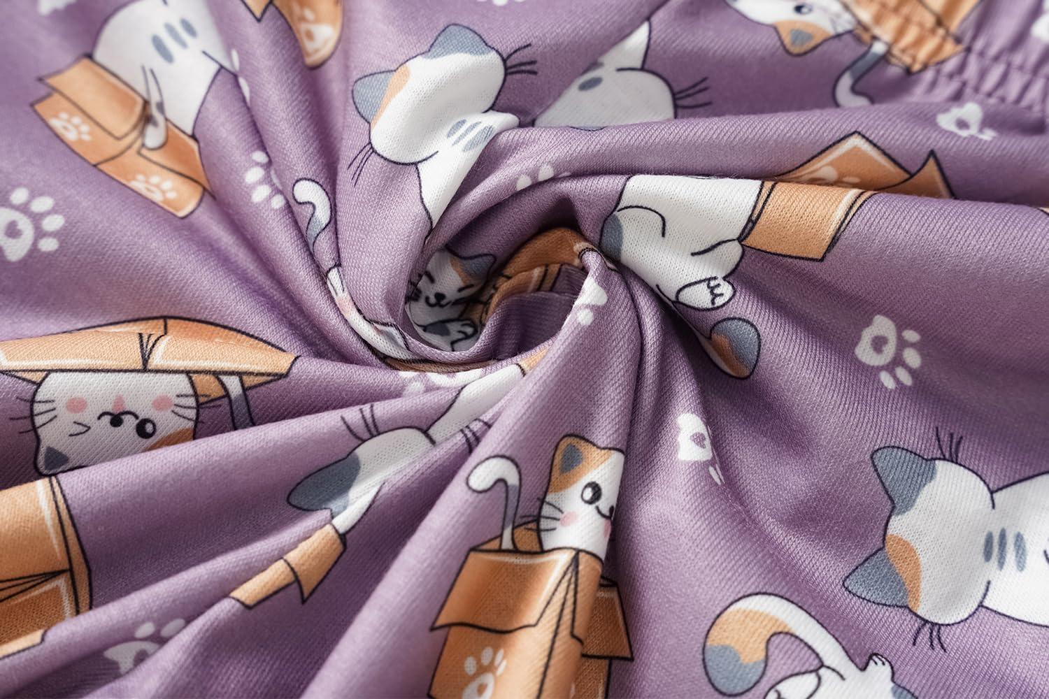 imageVopmocld Big Girls Cute Pajama Sets Long Sleeve Lovely Sleepwear 2 Piece PJS Multiple Cartoon JammiesLazy Cat