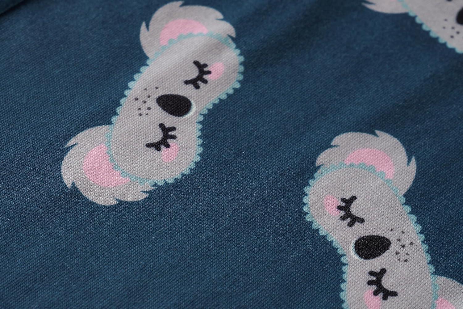 imageVopmocld Big Girls Cute Pajama Sets Long Sleeve Lovely Sleepwear 2 Piece PJS Multiple Cartoon JammiesNavy Koala
