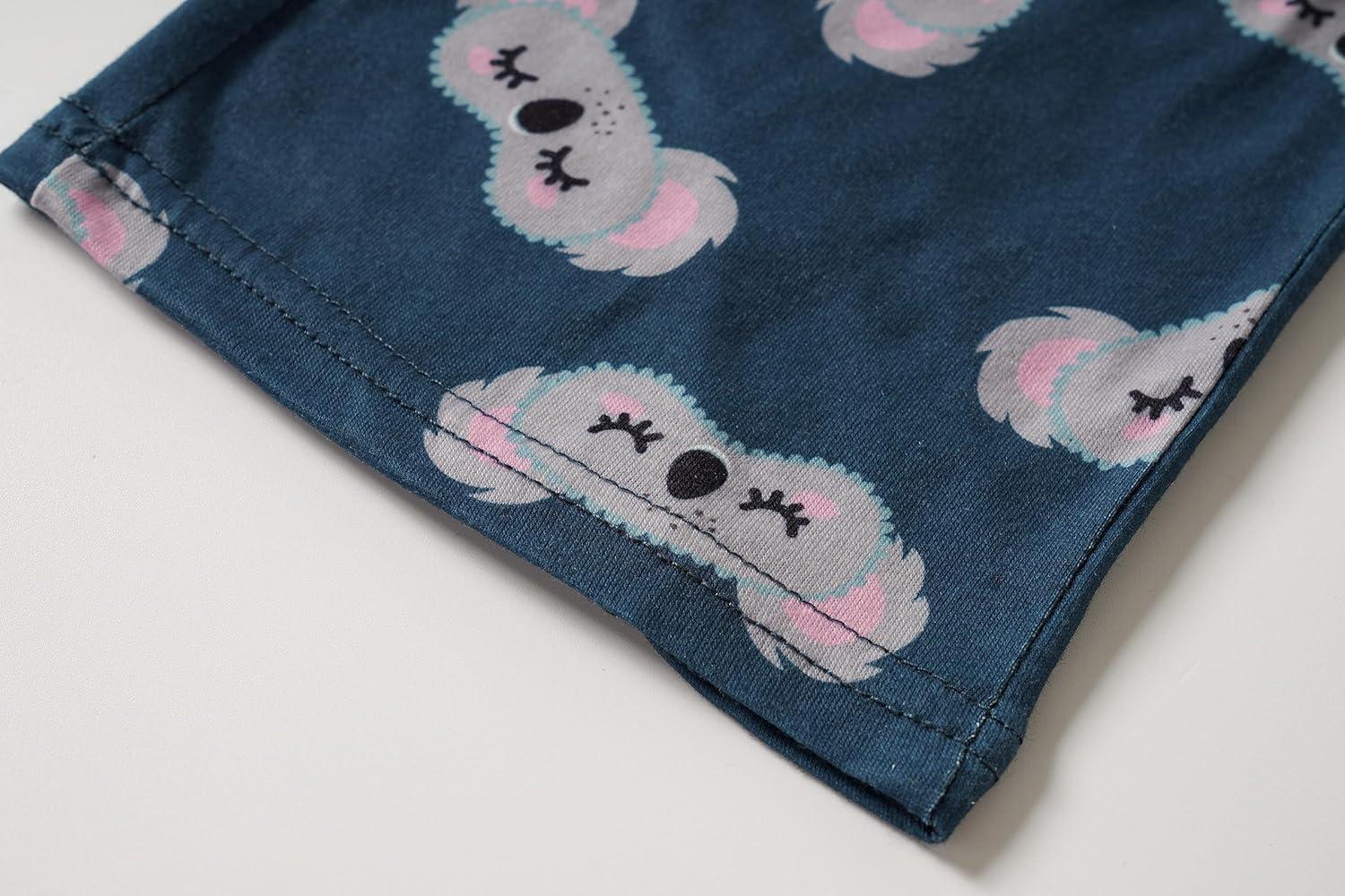 imageVopmocld Big Girls Cute Pajama Sets Long Sleeve Lovely Sleepwear 2 Piece PJS Multiple Cartoon JammiesNavy Koala