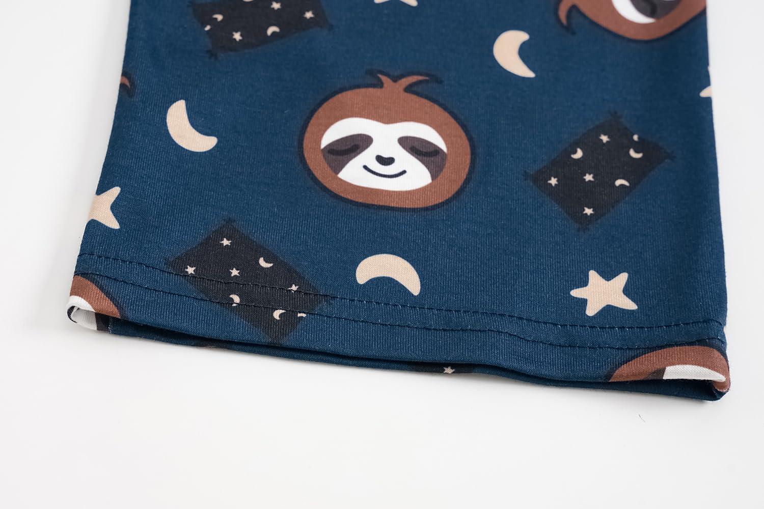 imageVopmocld Big Girls Cute Pajama Sets Long Sleeve Lovely Sleepwear 2 Piece PJS Multiple Cartoon JammiesNavy Sloth