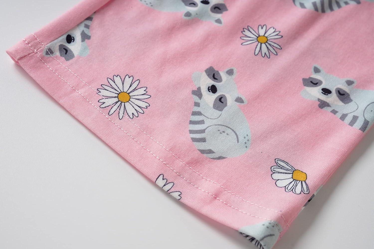 imageVopmocld Big Girls Cute Pajama Sets Long Sleeve Lovely Sleepwear 2 Piece PJS Multiple Cartoon JammiesRaccoon