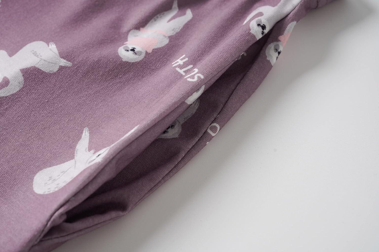 imageVopmocld Big Girls Cute Pajama Sets Long Sleeve Lovely Sleepwear 2 Piece PJS Multiple Cartoon JammiesSloth