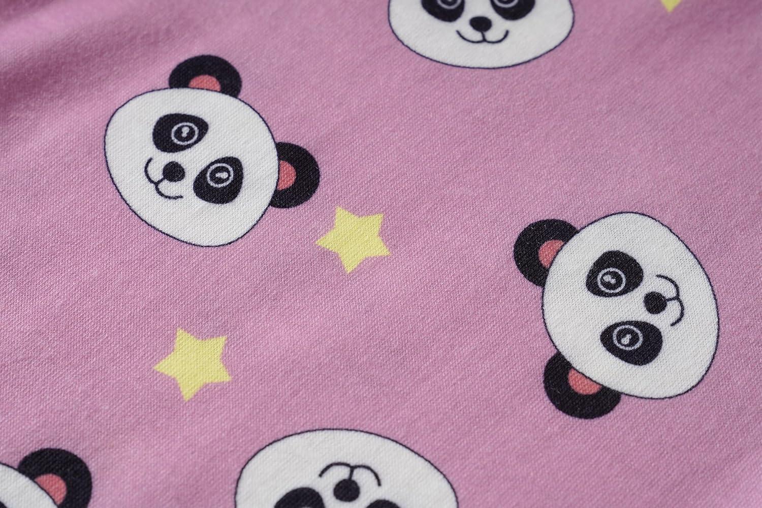 imageVopmocld Big Girls Cute Pajama Sets Long Sleeve Lovely Sleepwear 2 Piece PJS Multiple Cartoon JammiesStar Panda