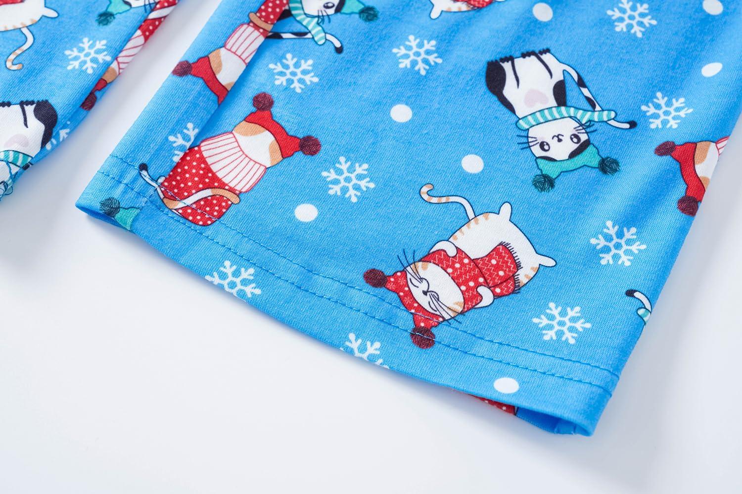 imageVopmocld Big Girls Cute Pajama Sets Long Sleeve Lovely Sleepwear 2 Piece PJS Multiple Cartoon JammiesXmas Cats
