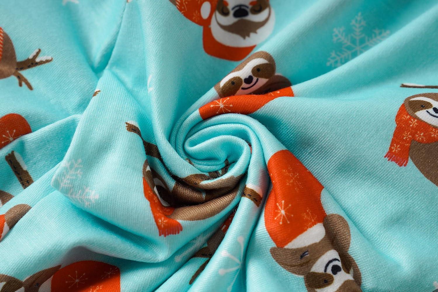 imageVopmocld Big Girls Cute Pajama Sets Long Sleeve Lovely Sleepwear 2 Piece PJS Multiple Cartoon JammiesXmas Sloth