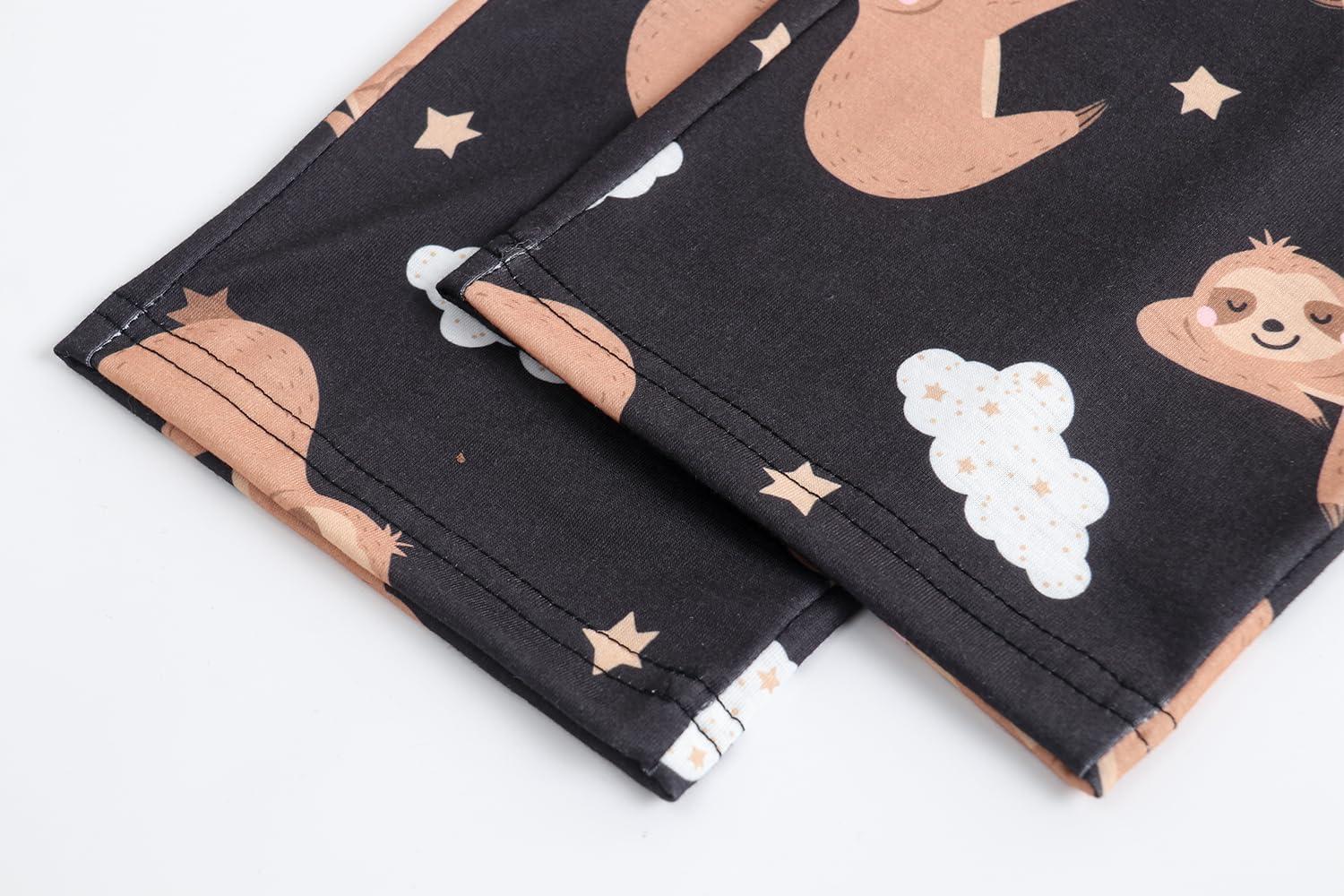 imageVopmocld Big Girls Short Sleeve amp Shorts amp Pants Pajama Sets 3PCS Cartoon Patterns Cute Lounge Sets for Teens 818 Years3pcscloud Sloth