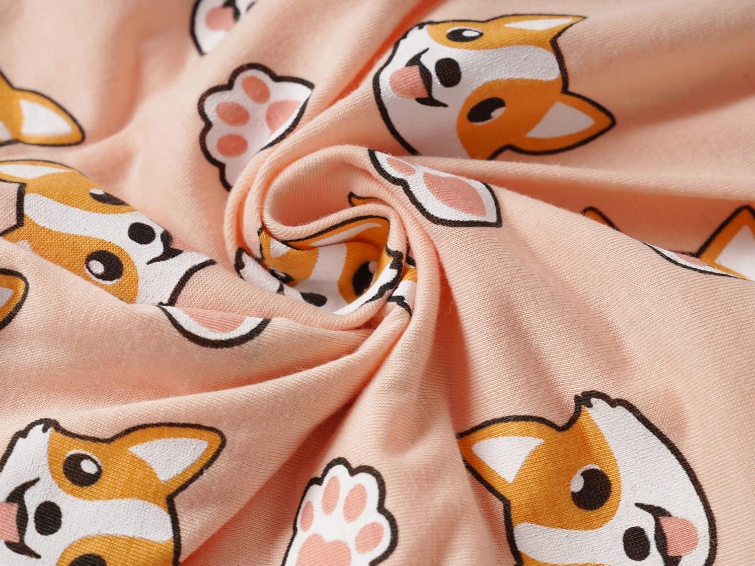 imageVopmocld Big Girls Short Sleeve amp Shorts amp Pants Pajama Sets 3PCS Cartoon Patterns Cute Lounge Sets for Teens 818 Years3pcscorgi