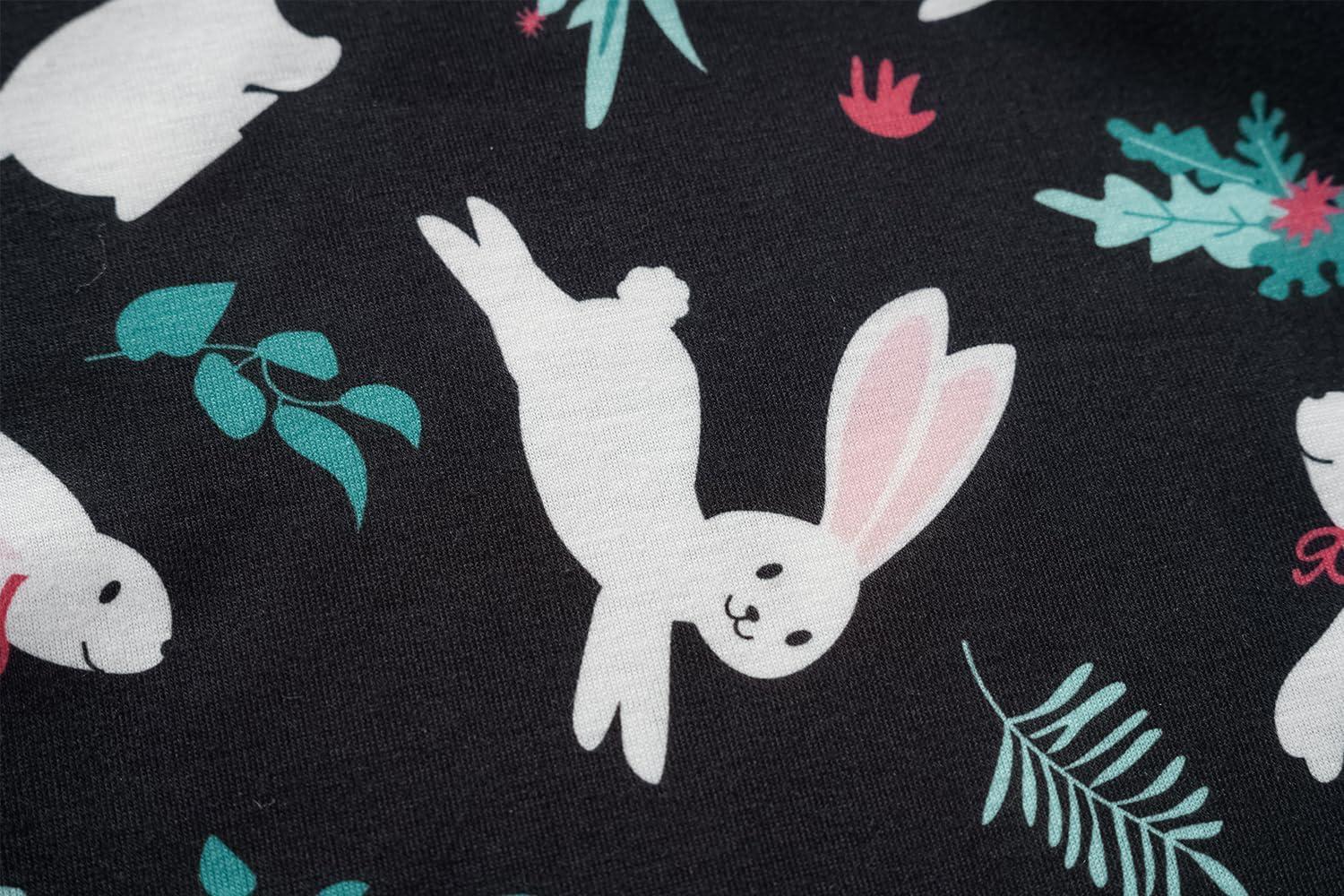 imageVopmocld Big Girls Short Sleeve amp Shorts amp Pants Pajama Sets 3PCS Cartoon Patterns Cute Lounge Sets for Teens 818 Years3pcscute Bunny